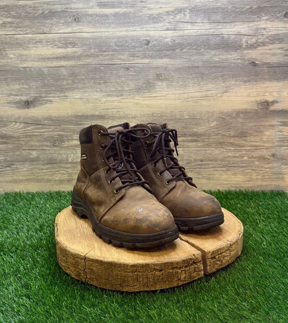 Skechers Women - Size 8.5 - Brown Relaxed Fit Steel Toe Work Boots Style 76561